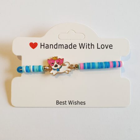Armband blauw-roze met hondje