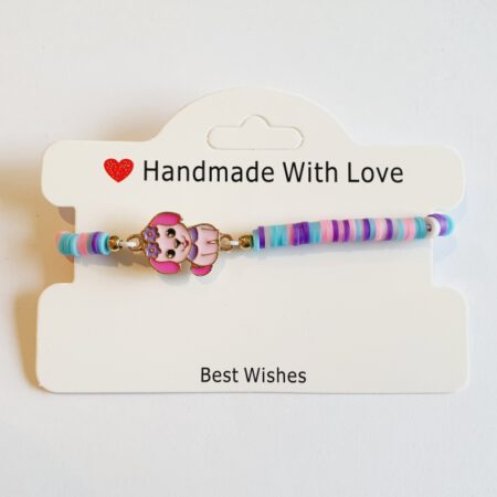 Armband lila-blauw-roze met hondje
