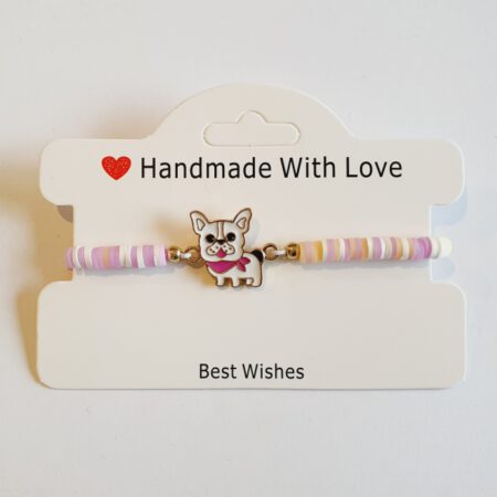 Armband lila-geel met hondje