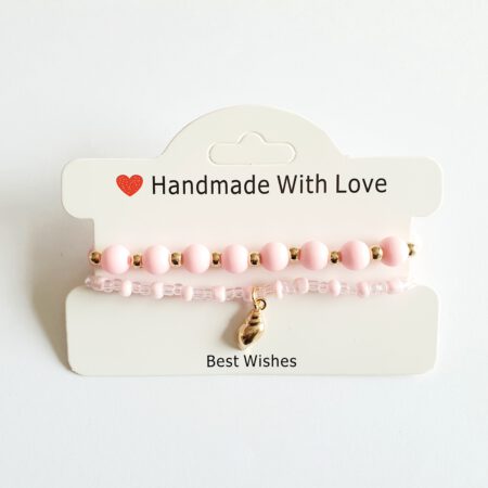 Armband set - roze met goudkleurige hanger