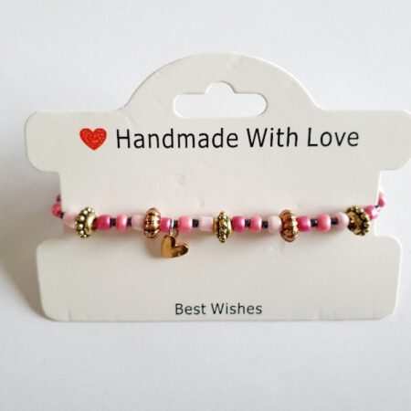 Armband - roze met hartje